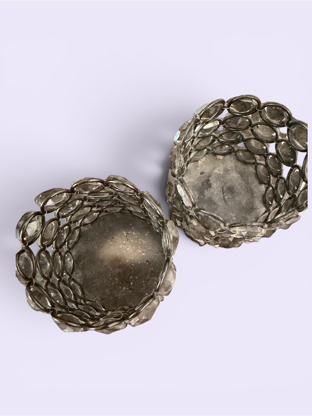 Crystal Bead Votive Holders - Silver and Clear (Pair) - Picture 3 of 3